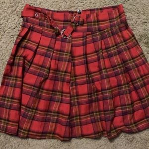 Plaid red skirt